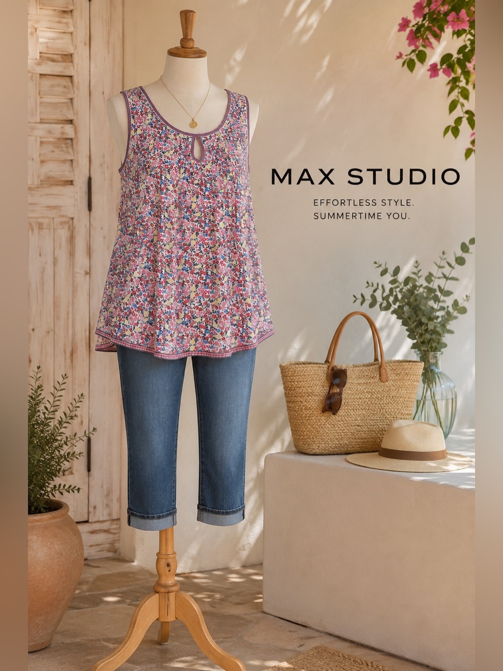 Max Studio | Pink Multi Floral Smocked Blouse NWOT